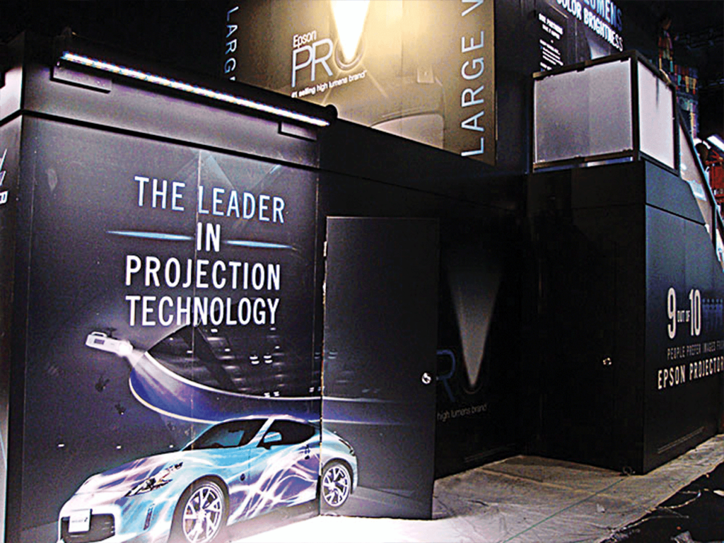 InfoComm booth wall with door graphics